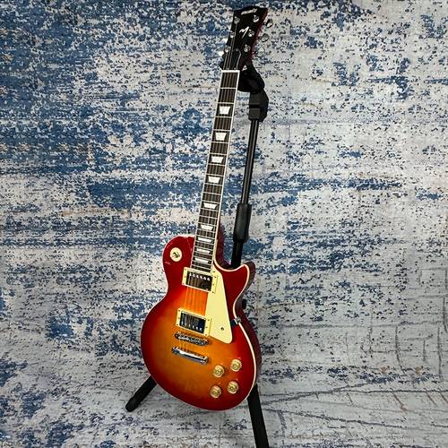 cherryburst 6 string lp electric guitar solid maple top body 22 bone nut right handed dual h h pickups fixed bridge ideal for musicians