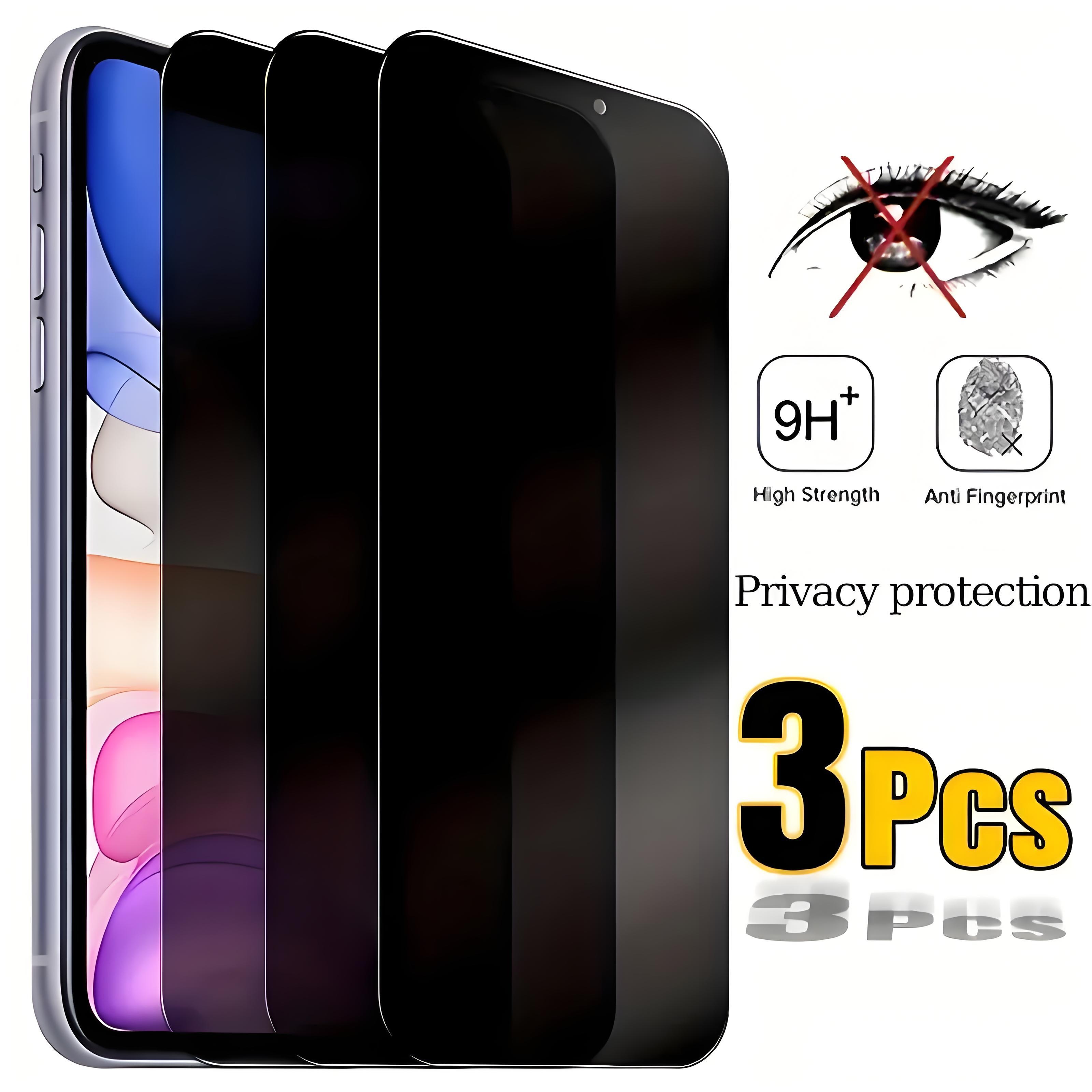3pcs Privacy Protection Screen Protector for iPhone 13 14 15 16 Pro Max Glass Privacy Protection Tempered Glass for iPhone 11 12 13 14 15 Plus Full Cover Anti-Peeping Glass for iPhone 11 12 13 14 15 16 16e Glass