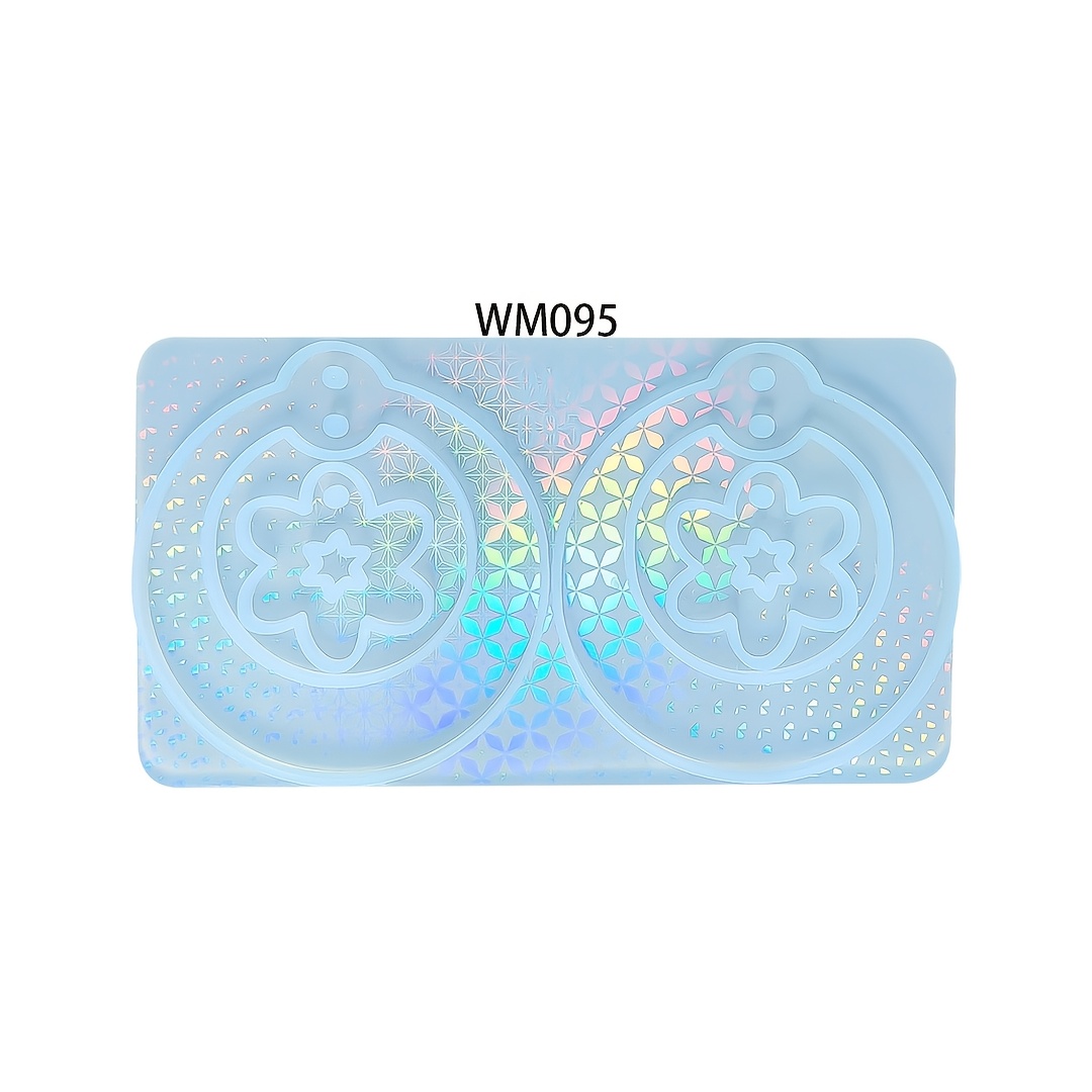TEMU Moule holographique en silicone pour boucles d'oreilles, moule de moulage en résine pour fleur circulaire, moule époxy pour boucles d'oreilles