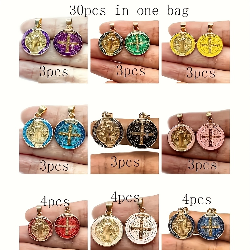 TEMU 30pcs Breloques Croix de Saint- d'Inspiration Vintage, Pendentifs en Alliage de Non Plaqué pour Bijoux & Accessoires DIY - Parfaits pour les