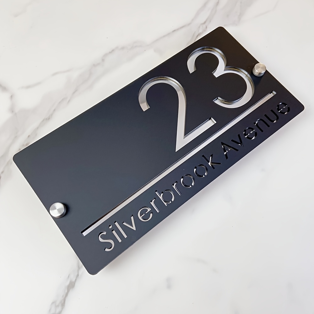 TEMU Custom Modern Acrylic Address Plaque - Wall Mounted House Number & Name, Outdoor Weather Resistant Decoration For Apartments, Homes, Hotels,