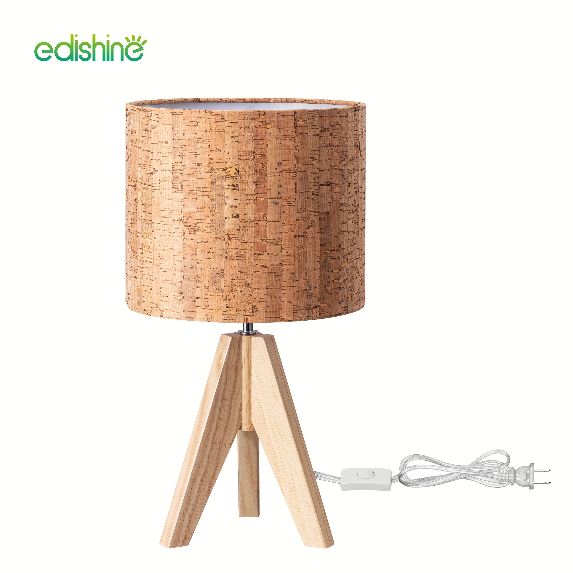 

Edishine Small Table Lamp, Wooden Tripod Nightstand Lamp With Bark Linen Shade, Farmhouse Bedside Lamp For Bedroom, Office, Reading Desk, 14.2 Inch, E26 Socket, On/off Switch