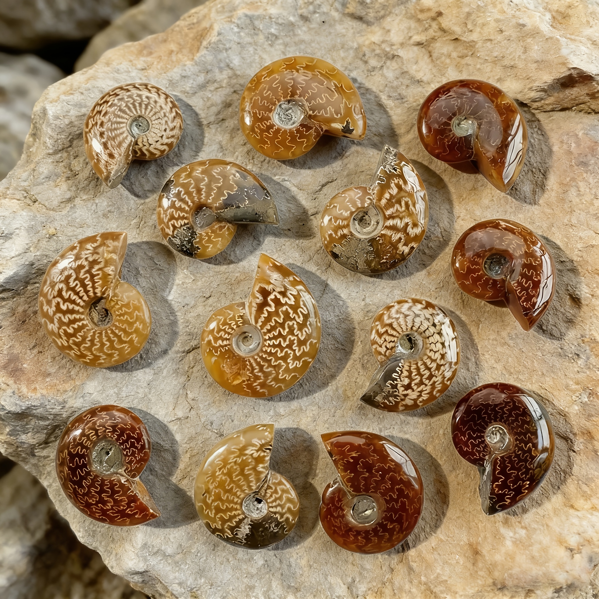 Hand-Carved Natural Chrysanthemum Stone, Seashell-Shaped Decoration