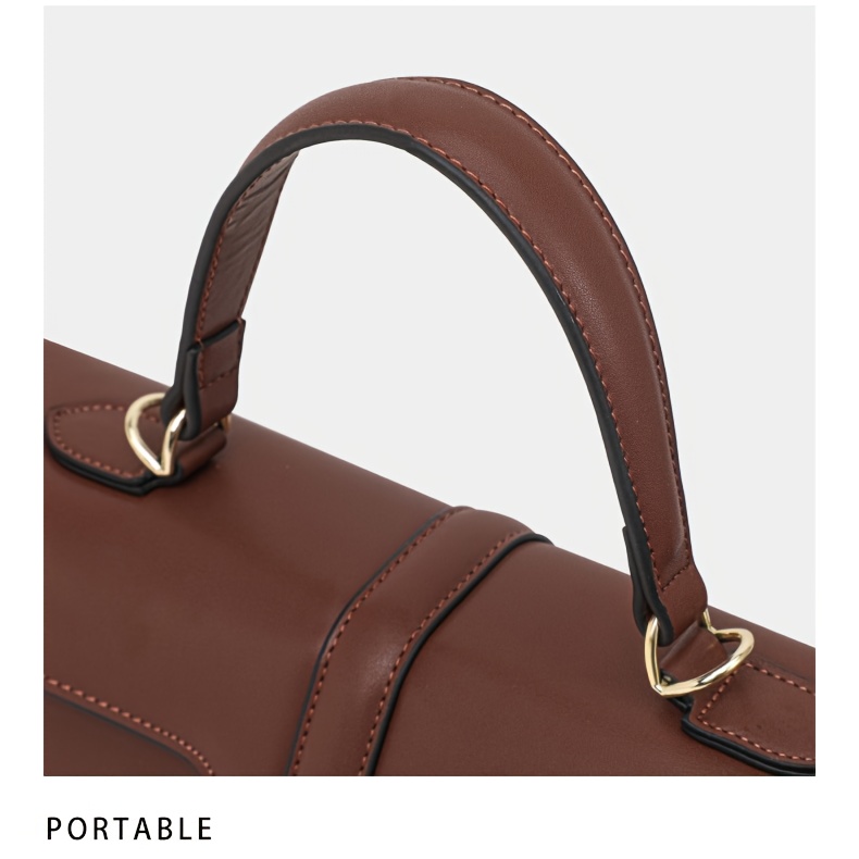 Women's Elegant Large Capacity Handbag - Sophisticated Convertible Clutch, with Golden-Tone Hardware, Zipper Closure, Structured design - Formal & Everyday Use - Available in Deep Brown/Black - Luxury Leather-like Women's Purse