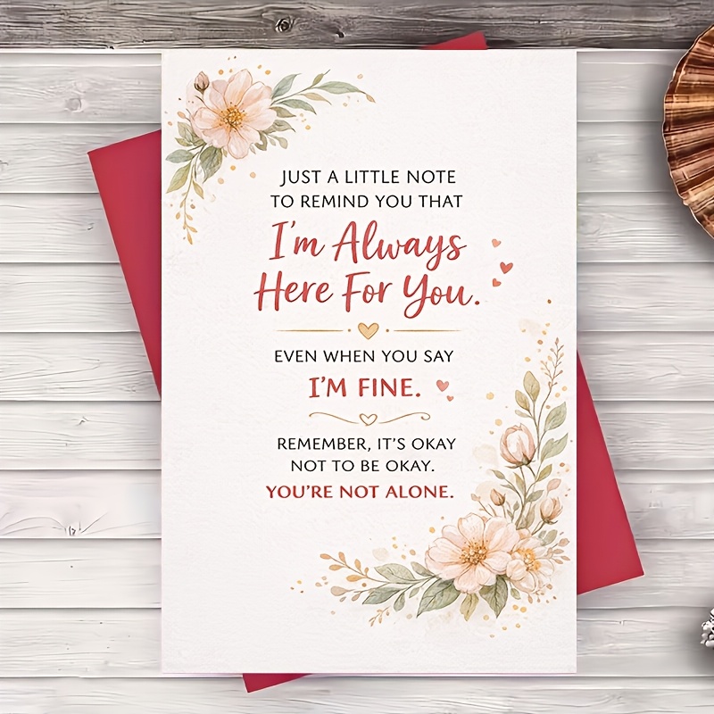 TEMU 1 Envelope And 1 Greeting Cardfloral Encouragement Greeting Card I Am Here For You Message For Friend Partner Family Support Sympathy 2d Card
