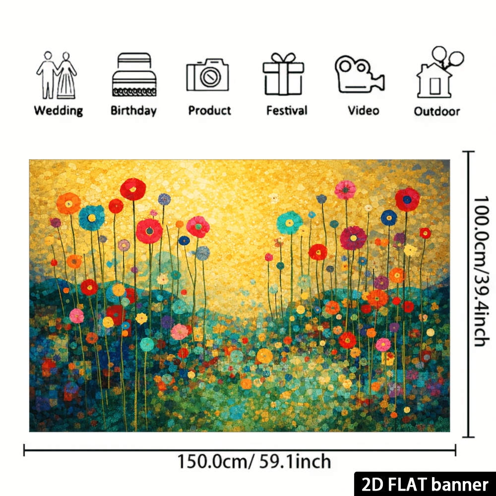 Multicolor Abstract Mosaic Wall Tapestry Floral Geometric Decor_voghion.com