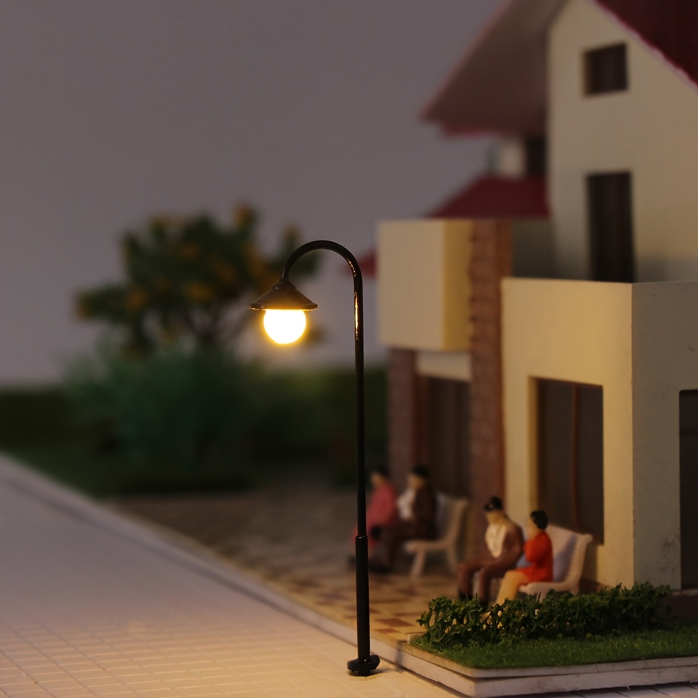 10 Lampioni Scala HO 1:87 Con LED Bianco Caldo – Evemodel Per Diorami Ferroviari - Foto 2