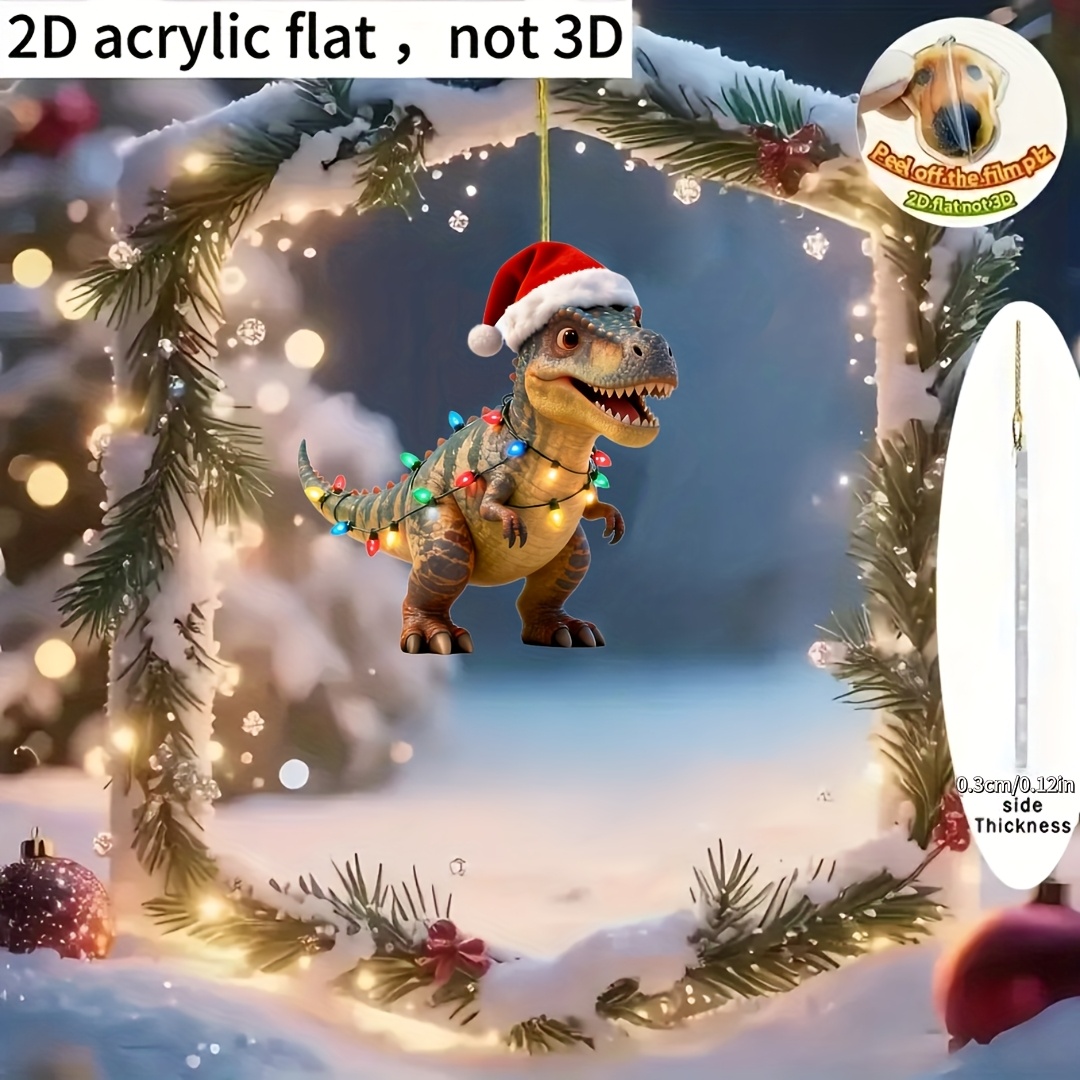 TEMU 2d Flat, 2dflat, 1pc Of Dinosaur Ornament, Pendant, Tree Decoration, Backpack Decoration, Home Decor Ornament, Car Ornament, Decor, Party