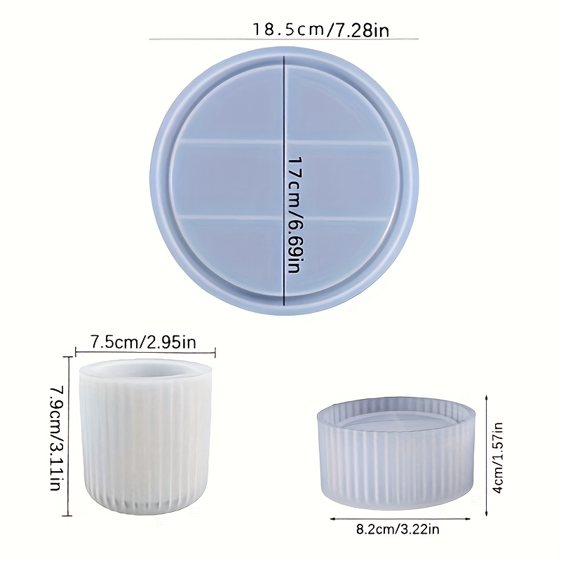 Image of 3pcs/set Storage Box Silicone Mold Diy Round Tray Epoxy Resin Molds Handmade Gypsum Plaster Concrete Cement Crafts Candle Holder Mould Home Decor Making Supplies