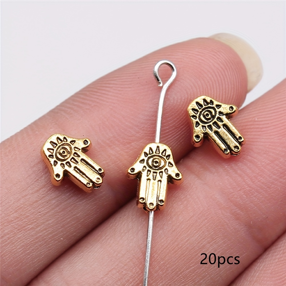 20pcs Palm Charm Small Hole Beads, String Beads, Spacer Beads, Suitable For Diy Handmade Bracelet Accessories Bag Zipper Keychain Pendant 9x7mm