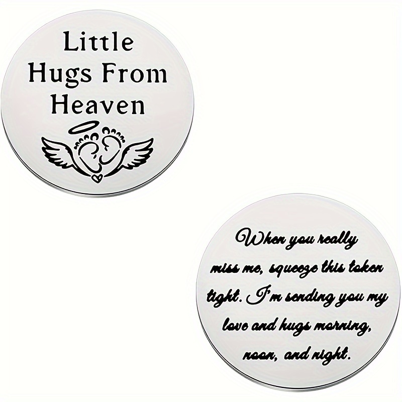 

1pc From Heaven Memorial Hug Token Gift, Stainless Steel Pocket Coin, No Electricity Required, No Feathers