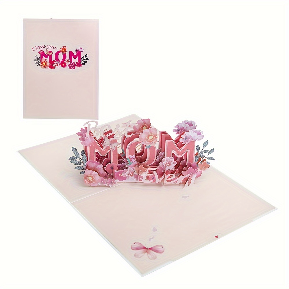 

Mother's Day Pop-up Greeting Card With Floral Design, 3d Flowers Birthday Card For Mother, Special Features Pop-up "best Mom Ever" Message – Ideal For Mom's Birthday Or Mother's Day – Pack Of 1