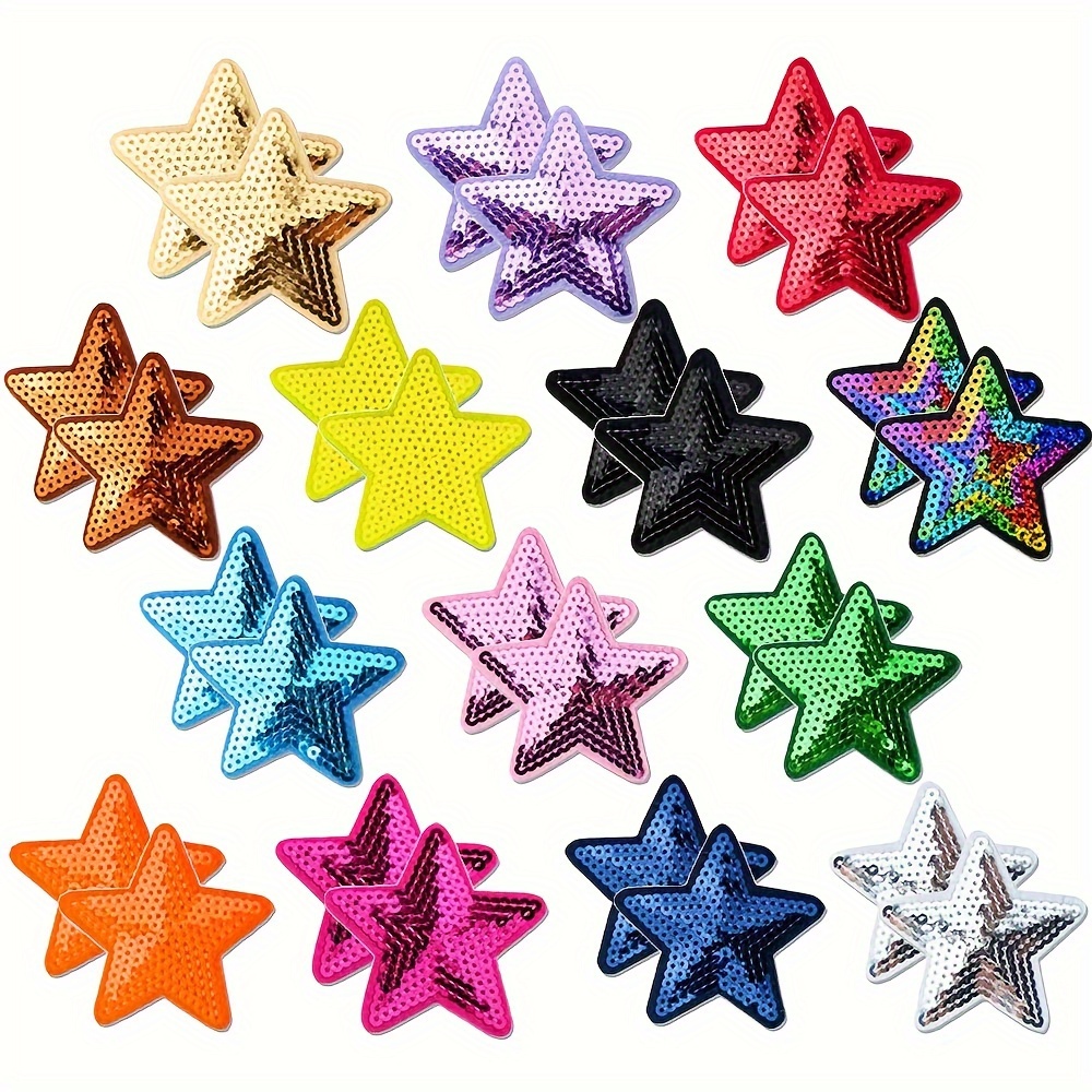 

28pcs Sequin Star Embroidered Patches - Iron-on/sew-on Appliques For Clothing, Shoes, Hats & Bags - Diy Craft Decorations, Sewing Supplies Accessories