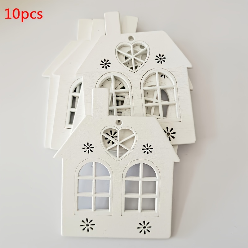Image of 10pcs Wooden Christmas Ornaments - Manufactured Wood Pendants For Hanging, Diy Decor, No Or
