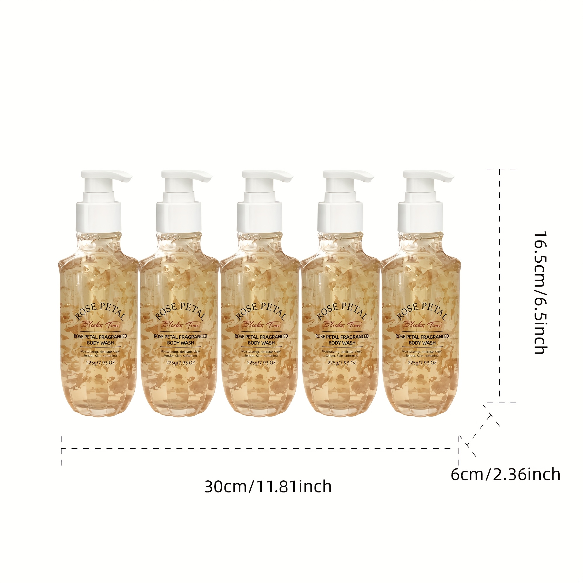225g*5 kom Gel za tuširanje s mirisom ružinog cvijeta velikog volumena - Hidratantna formula, dugotrajan miris, bogat hijaluronskom kiselinom i ekstraktom ružinog cvijeta, bez parabena i ftalata