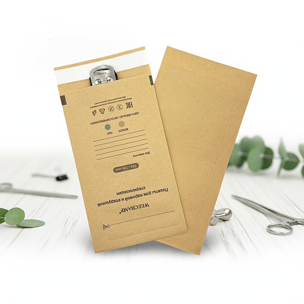 TEMU 100200 High Temperature Resistant Paper Retro Gift Packaging Bag Self-adhesive Sealing Item Tool Storage Self Sealing Bag 50pcs