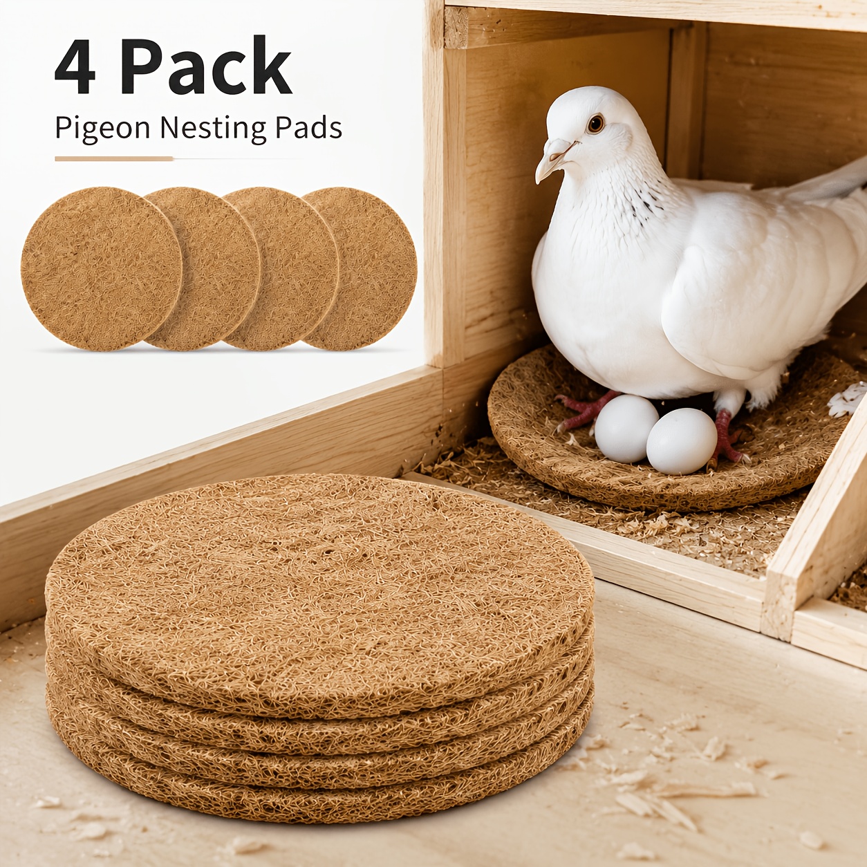TEMU Ensemble de 4 tapis de nidification pour perroquet, pigeon, , doux et respirants, nids d' et d' pour cage, revêtements de cage réutilisables