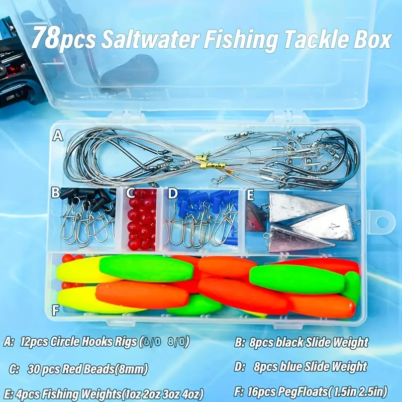 Saltwater Surf Fishing Kit Tackle Box Circle Hooks Peg - Temu