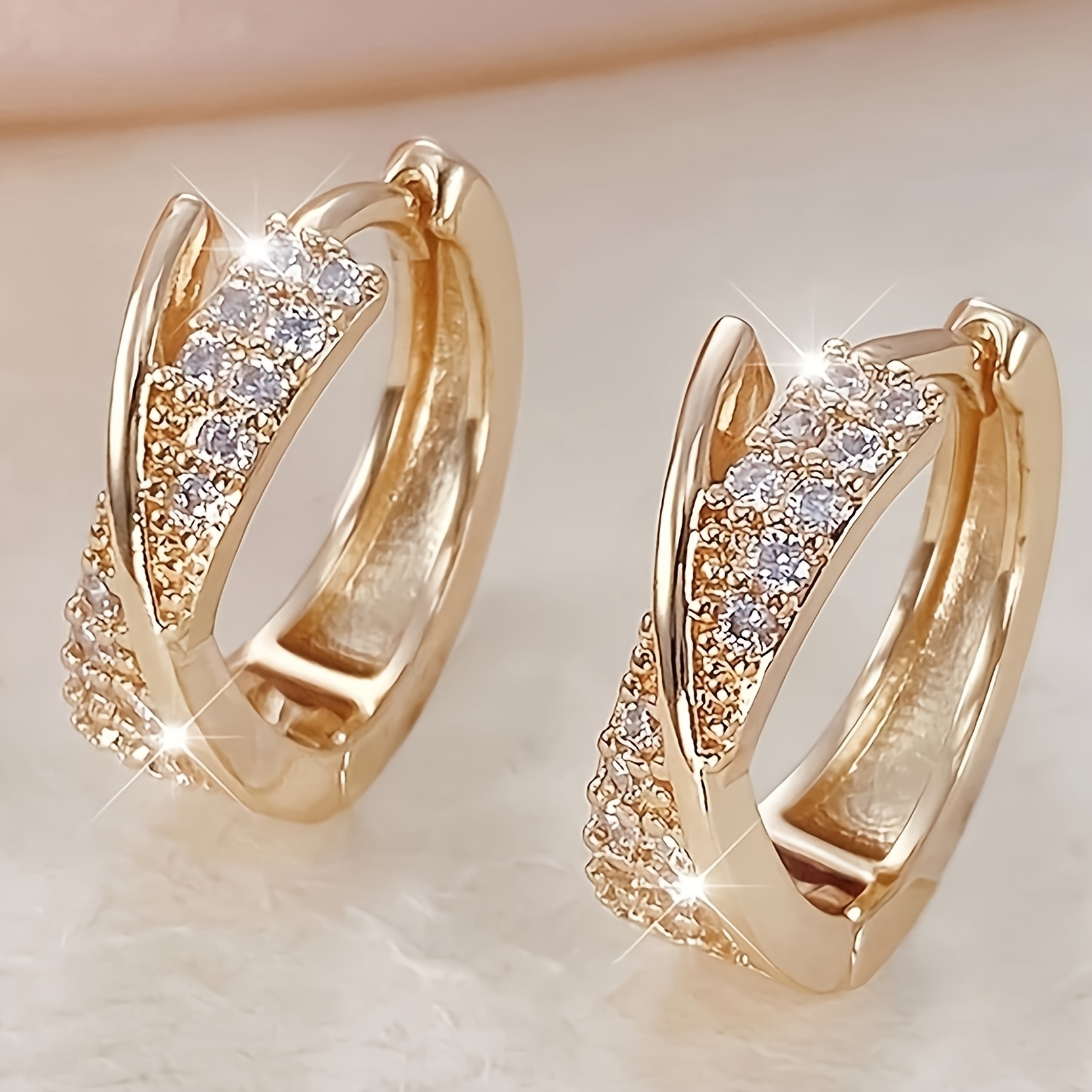 1 Pair Of Elegant Rose 's Circle Earrings - Exquisite And Compact , Set With Sparkling 3a Zirconia, Perfect For Daily Wear And Parties, Earrings