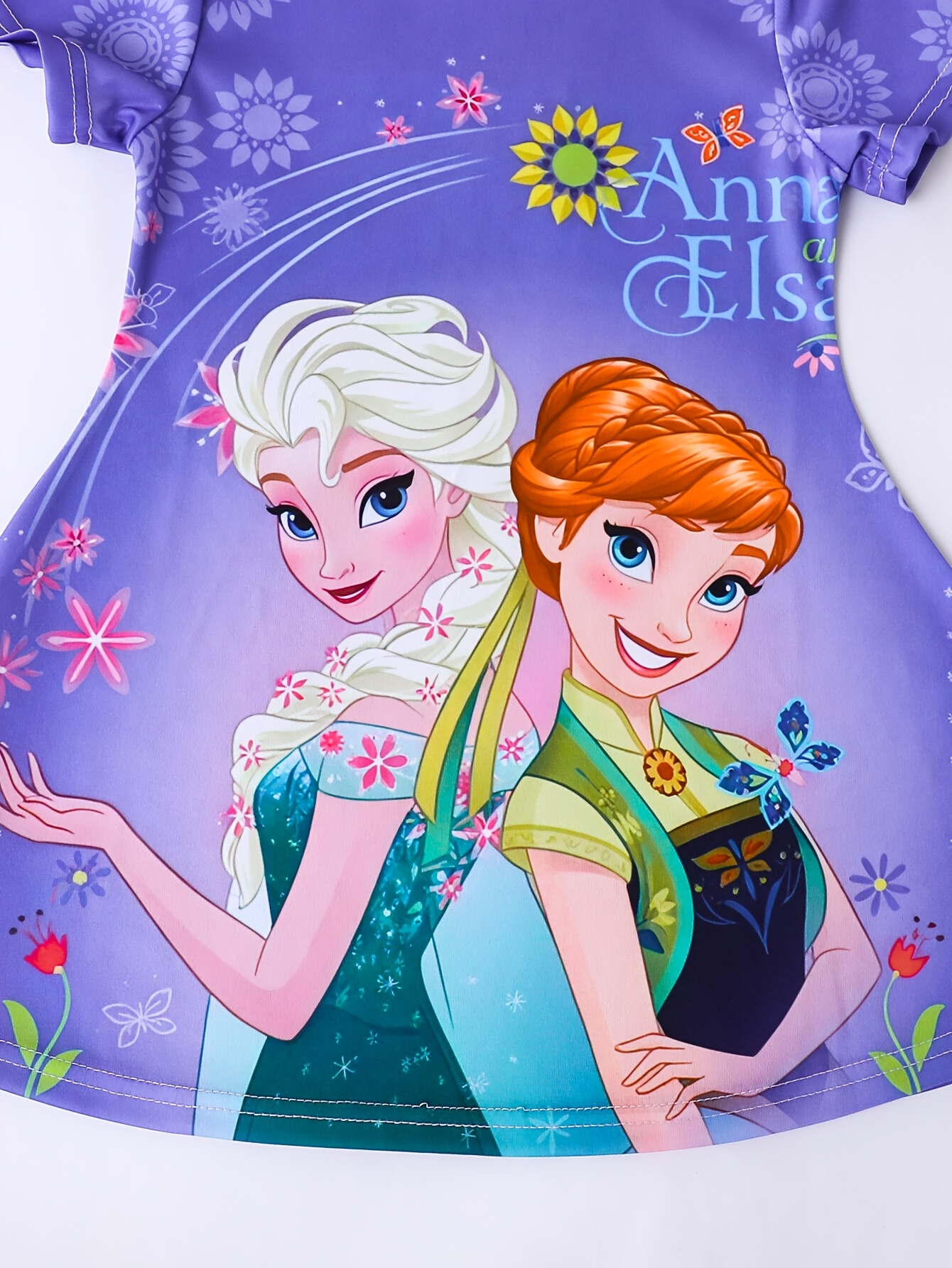 princess anna summer dress Disney Princess Anna Dress Summer Fluffy Breathable Daily Casual Dress For  Girl Cosplay Princess Anna Short Sleeves Costume Set