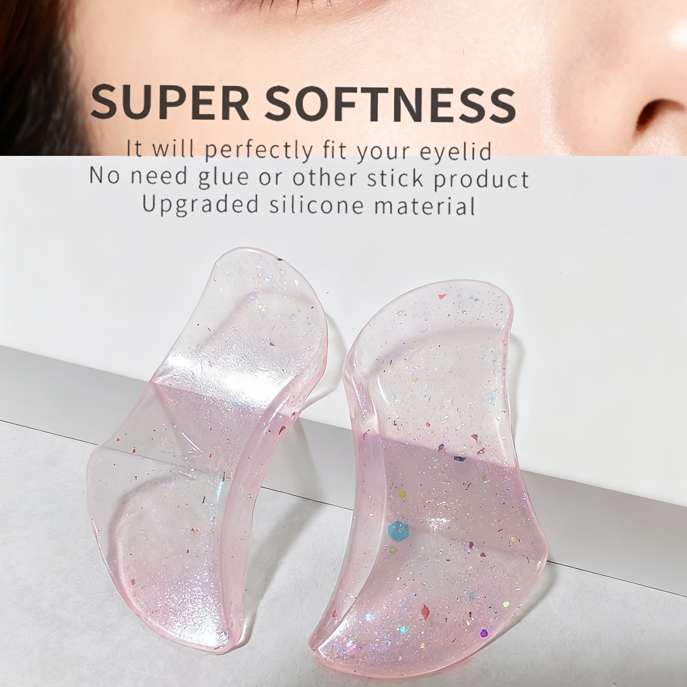 TEMU 2pcs 1 Taille Coussinets de Rehaussement de Cils Gelée | Boucles de Cils en Silicone Auto-Adhésives C-Curl, Outil de Rehaussement de Cils Colle