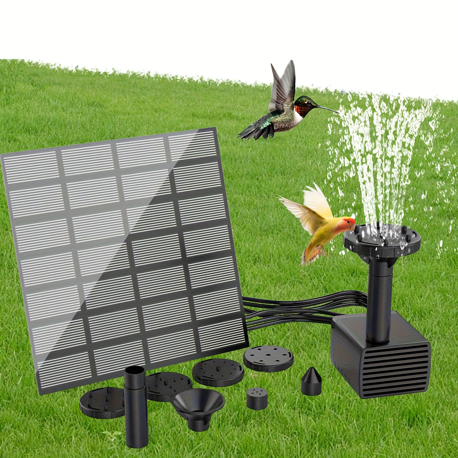 

animal-friendly" Solar-powered Square Fountain, 1.4w - Perfect For Bird Baths, Ponds, Gardens & Swimming Pools | Enhances Outdoor Beauty & Attracts Wildlife