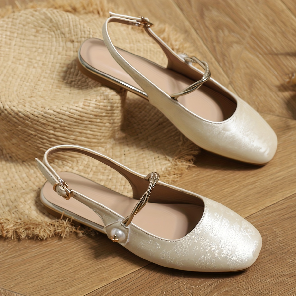 

Women's Solid Color Flat Shoes, Elegant Square Toe Buckle Strap Shoes, Lightweight & Comfortable Shoes