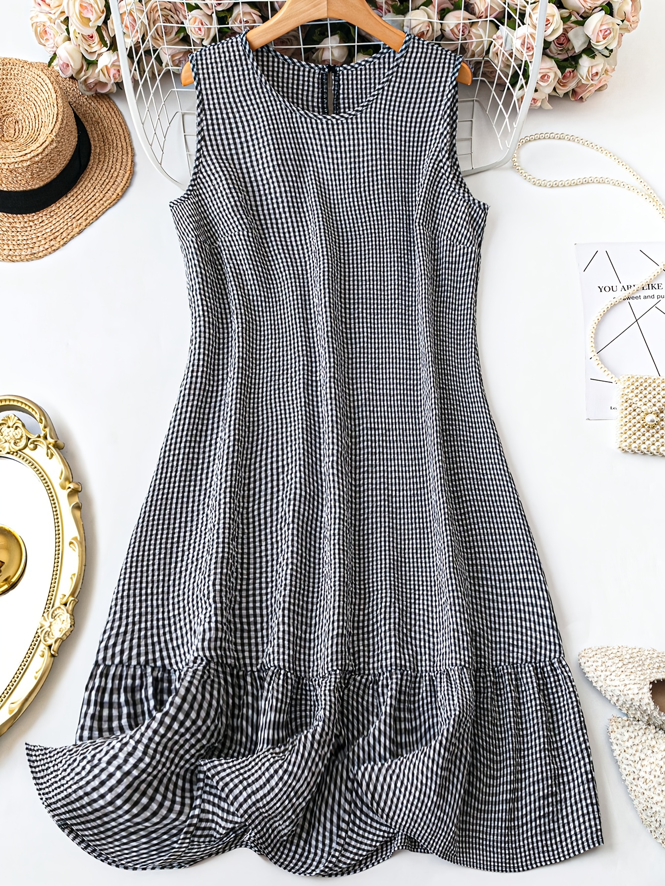 ワンピース LANTINAM Sheer Gingham Check Dress LANTINAM Sheer Gingham Check Dress - メルカリ