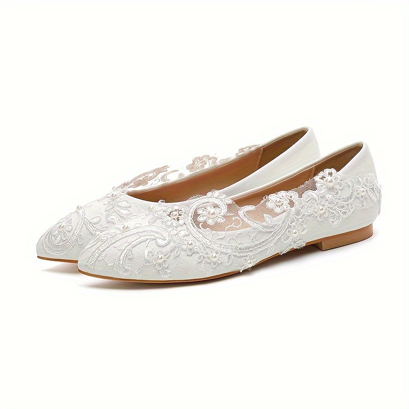 Ballerinas WeiÃƒÂŸe Schuhe Flach Hochzeit Kaufe Damen-Flats Aus