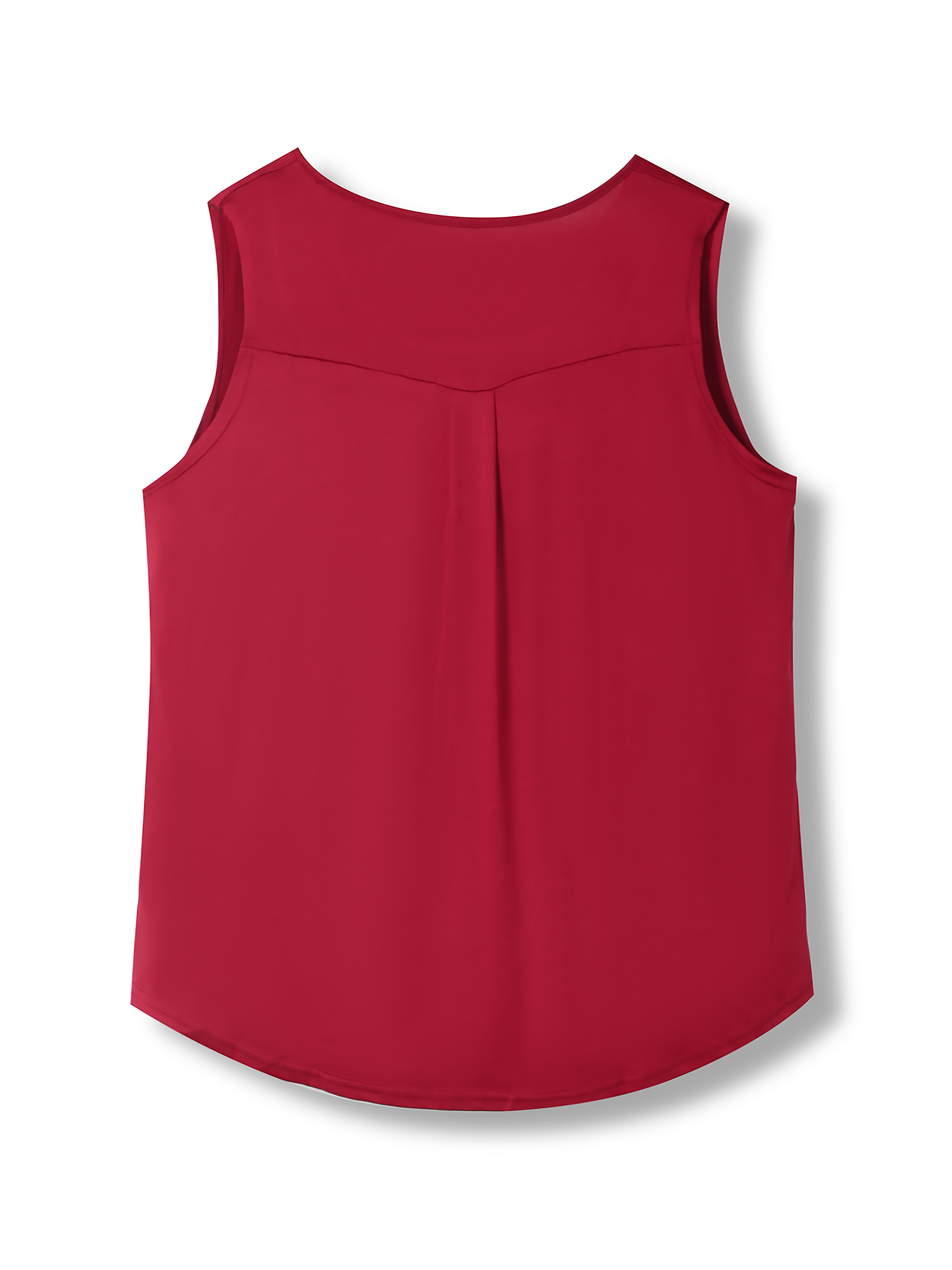 Plus Size Casual Tank Top, Women's Plus Solid Round Neck Medium Stretch Henley Tank Top