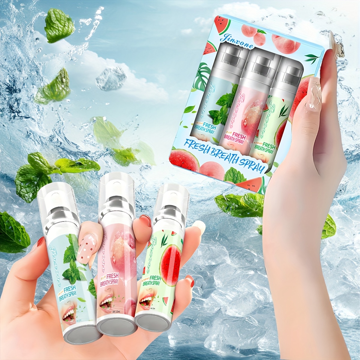 3pcs Breath Freshener Spray Set for Long-Lasting Freshness