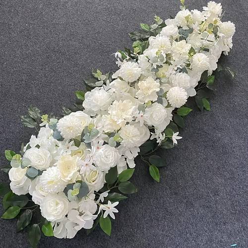 1pc 100cm 39 37in wide white floral arch decoration rich artificial rose vines for weddings engagement outdoor and home decoration versatile hanging no power required floral decorations