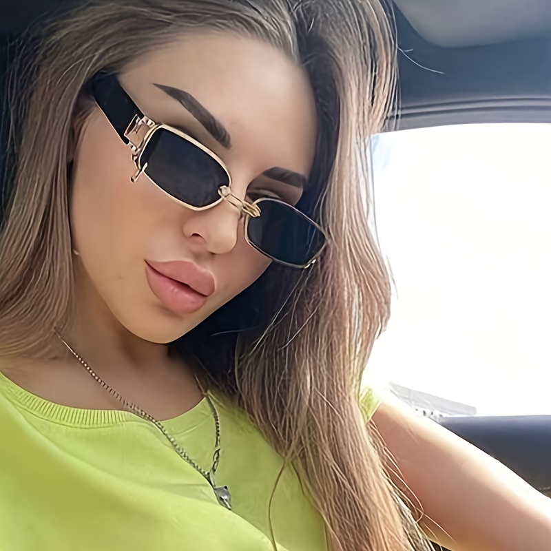 

Retro Rectangle Fashion Glasses For Women Men Hiphop Fashion Mirrored Lens Sun Shades For Beach Party Club