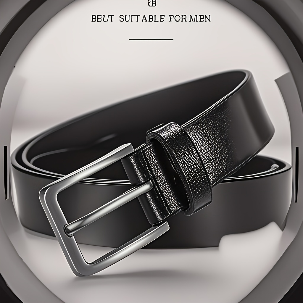 Men'S Stylish And Elegant High-Quality Genuine Leather Belt with Alloy Buckle - Medium Width, Sweat-Resistant Black Technology, Classic Design Suitable for Business Suits And Casual Jeans, Universal Size for All Seasons