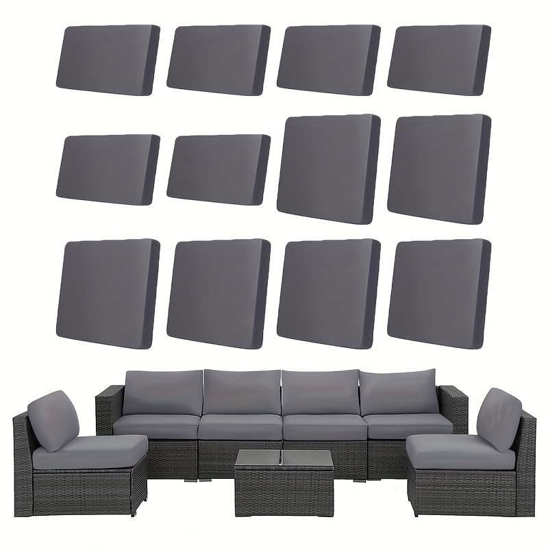 Image of 8/12pcs Elastic Fiber Fabric Outdoor Patio Sofa Cover - Machine Washable Cushion And Backrest Protector For 3/2/4-seater And Sectional Sofas, Durable Weather-resistant With , , Patio Furniture Cover