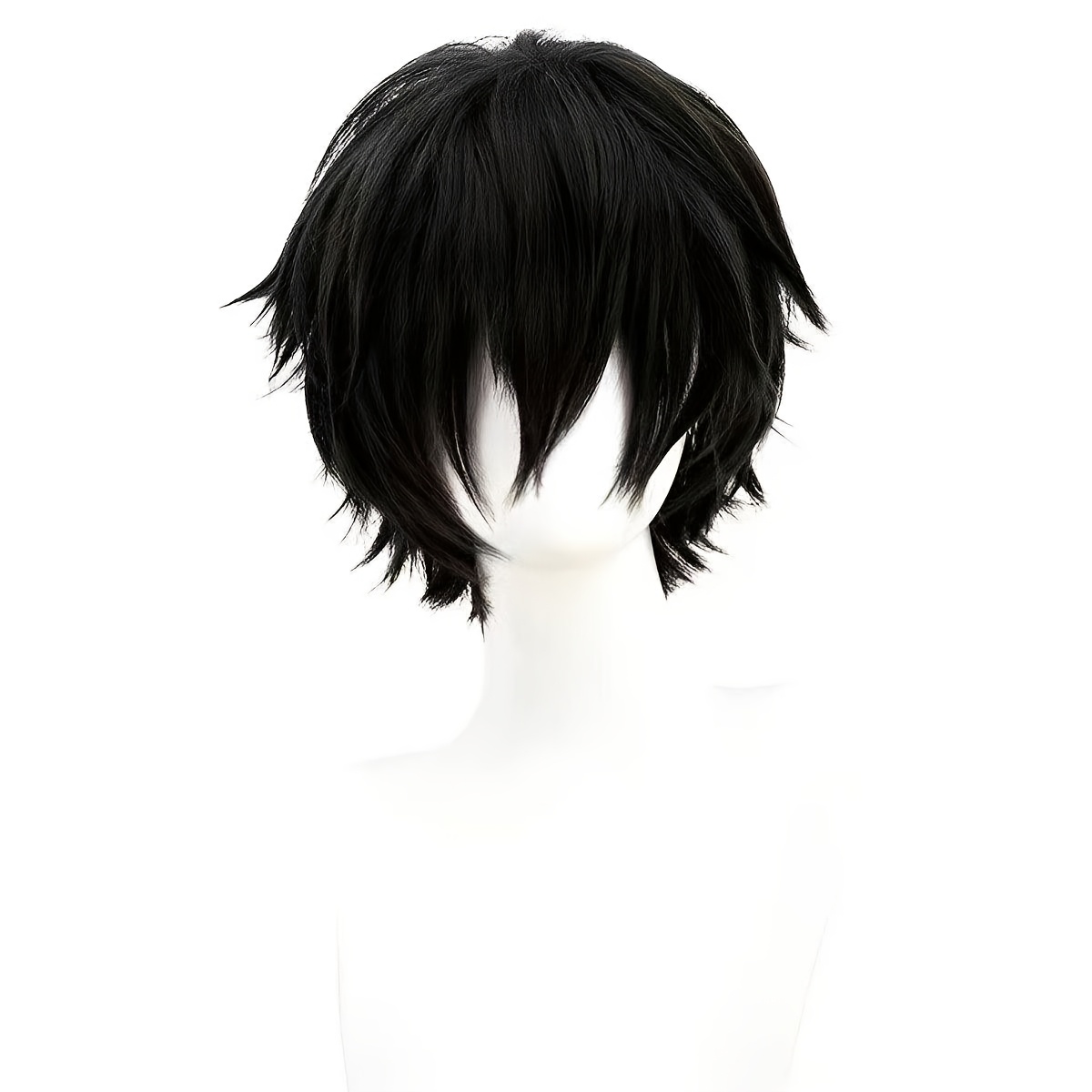 TEMU 【商品名】ショートヘア 万能 前髪 ショートヘア アニメ ウィッグ ブラック ユニバーサルスタイル