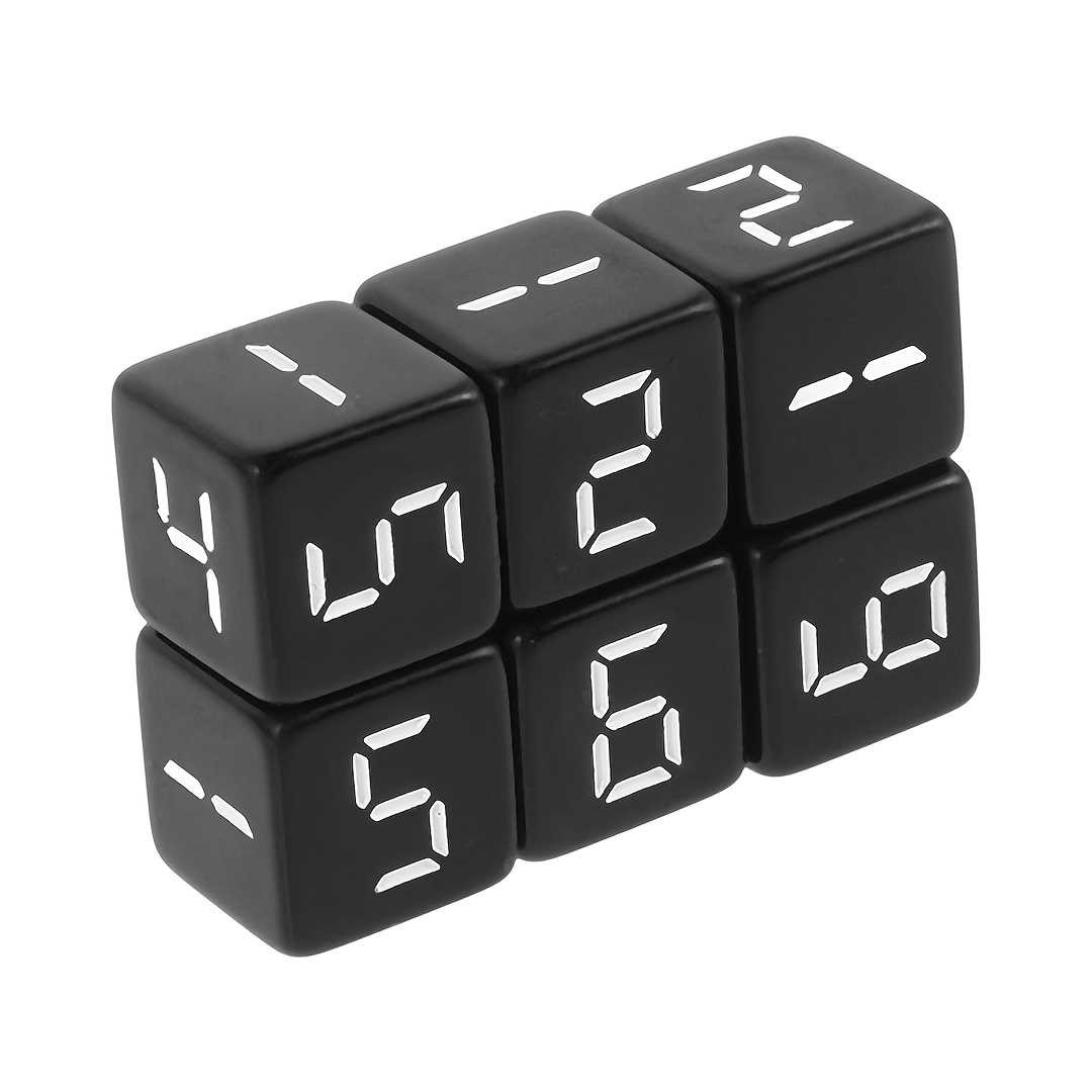 Image of 6pcs Acrylic Black Screen Mechanical Number Dice, Birthday Party 6-sided Dice, Board Game Accessories, Game Party Accessories