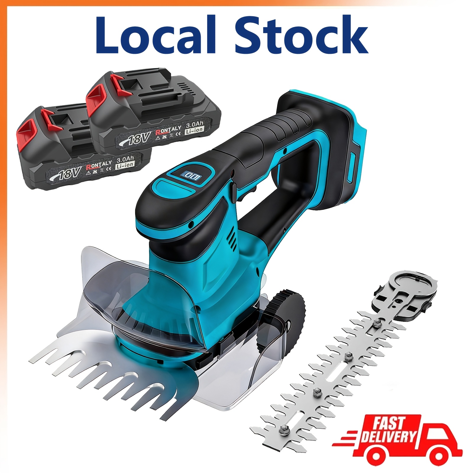 Image of 2-in-1 Cordless Grass & Shrub Shears With 2x Batteries: Brushless Dual-blade Portable Hedge Trimmer & Grass Shear With Transparent Shield, Battery-powered Easyshear For Park And Garden Trimming