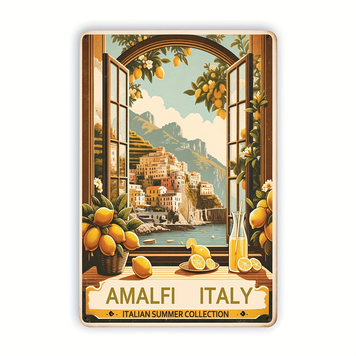 

Amalfi Italy Collection - Stylish Metal Tin Sign For Home, Kitchen, Bar, Or Garage Decor | Waterproof & Dustproof, 8x12 Inches