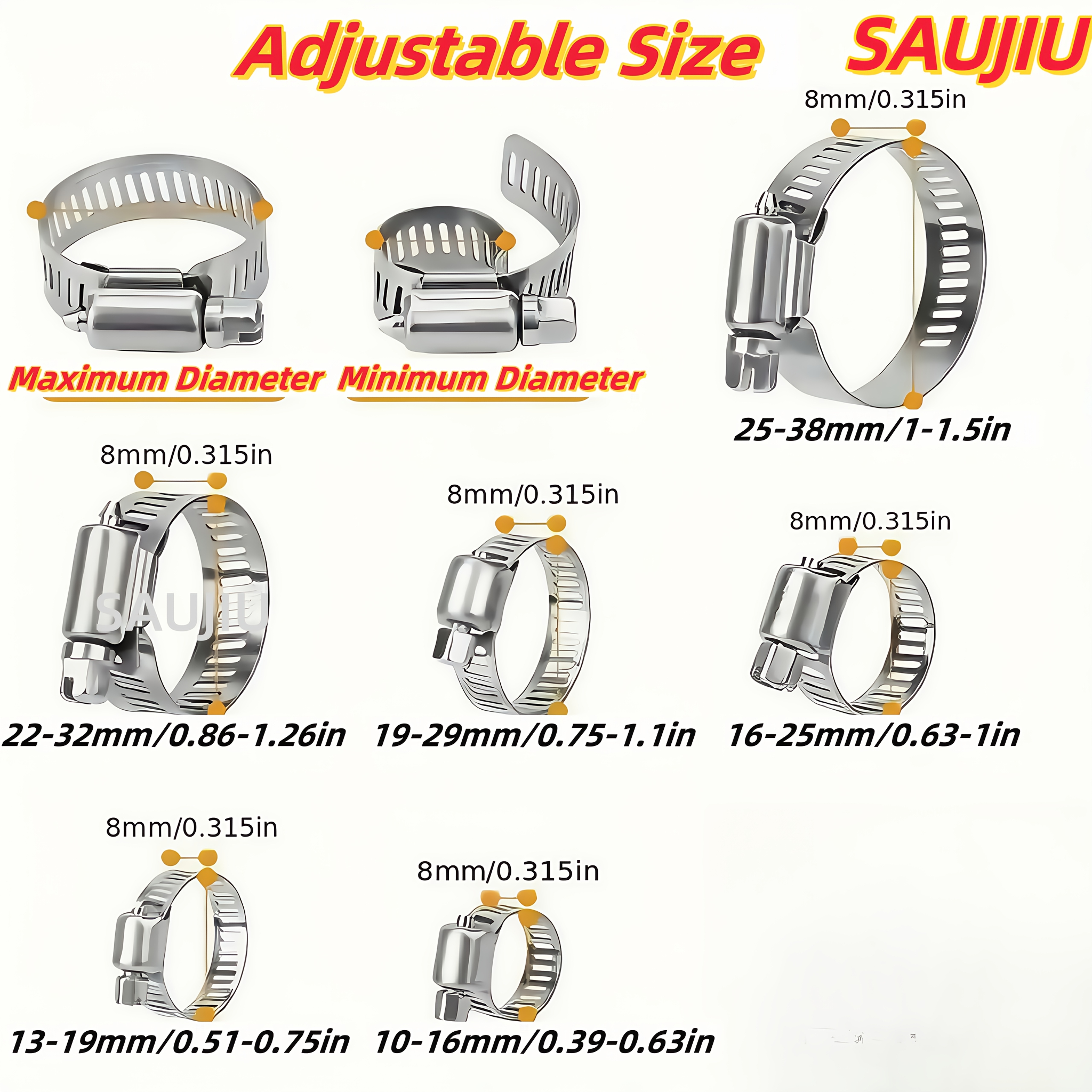 TEMU 100-Pack in Acciaio Inossidabile 10-38mm嚚�Guida a Senza Perdite Regolabili嚚�Universali per Tubi Carburante, Idraulica Domestica e Impianti
