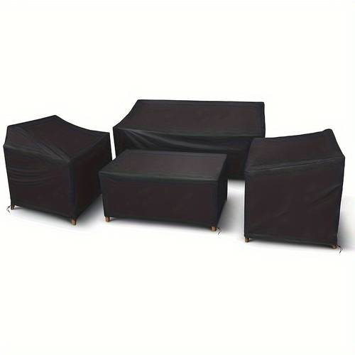 4pcs patio furniture covers set waterproof outdoor furniture cover heavy duty outdoor coffee table cover 1xsofa cover 2 covers 1xcoffee table cover with windproof strap and adjustable drawstring black