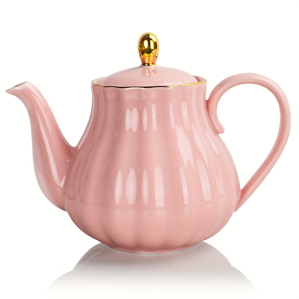 TEMU Sweejar Royal Teapot, Ceramic Tea Pot With Removable Stainless Steel Infuser, Blooming & Loose Leaf Teapot - 28 Ounce
