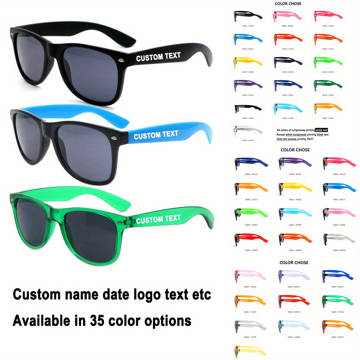 

Custom Logo Text Fashion Glasses - Stylish Square Frame For , Outdoor Parties, Vacations, Driving | Ideal Gift For Weddings, Graduations, Promotions