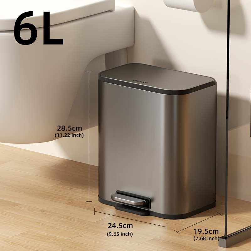 Stainless Steel 30 Litre Trash Bin with Lid, 30.28 L Kitchen Tall Trash Can Bin Metal Waste Bin for Home Hotel Office Public New Home Decoration Christmas Gift Kitchen Trash Cans