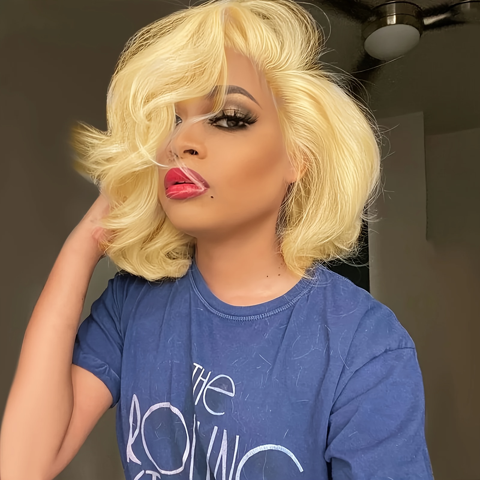 VARCILY Femme 150% Densité Perruque Courte Ondulée Bouclée, 20.32 cm Cheveux Humains Brésiliens Remy, 13*4 HD Lace Front, Pre Plucked avec Baby Hair, Perruque Pixie Cut Sans Colle pour un Look Naturel