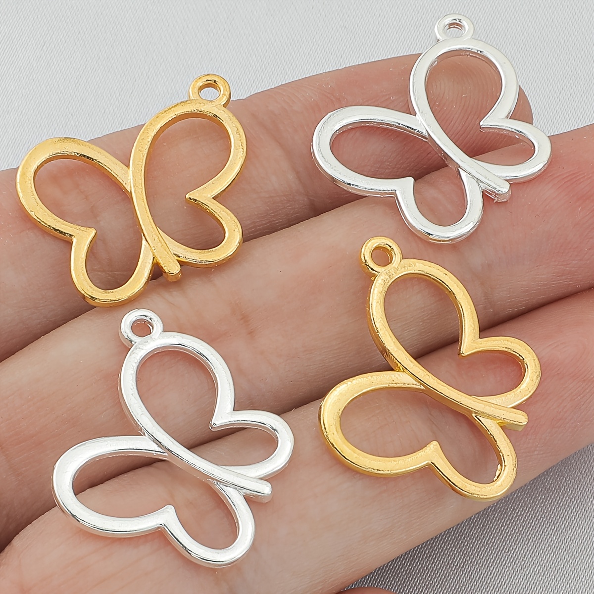 E-shop 10 Stück Hohle Schmetterlingsanhänger, Tier-Insekten-Anhänger, Legierungsschmuck-Charms mit Rahmen, Lose Perlen für DIY-Armbänder, Ketten,