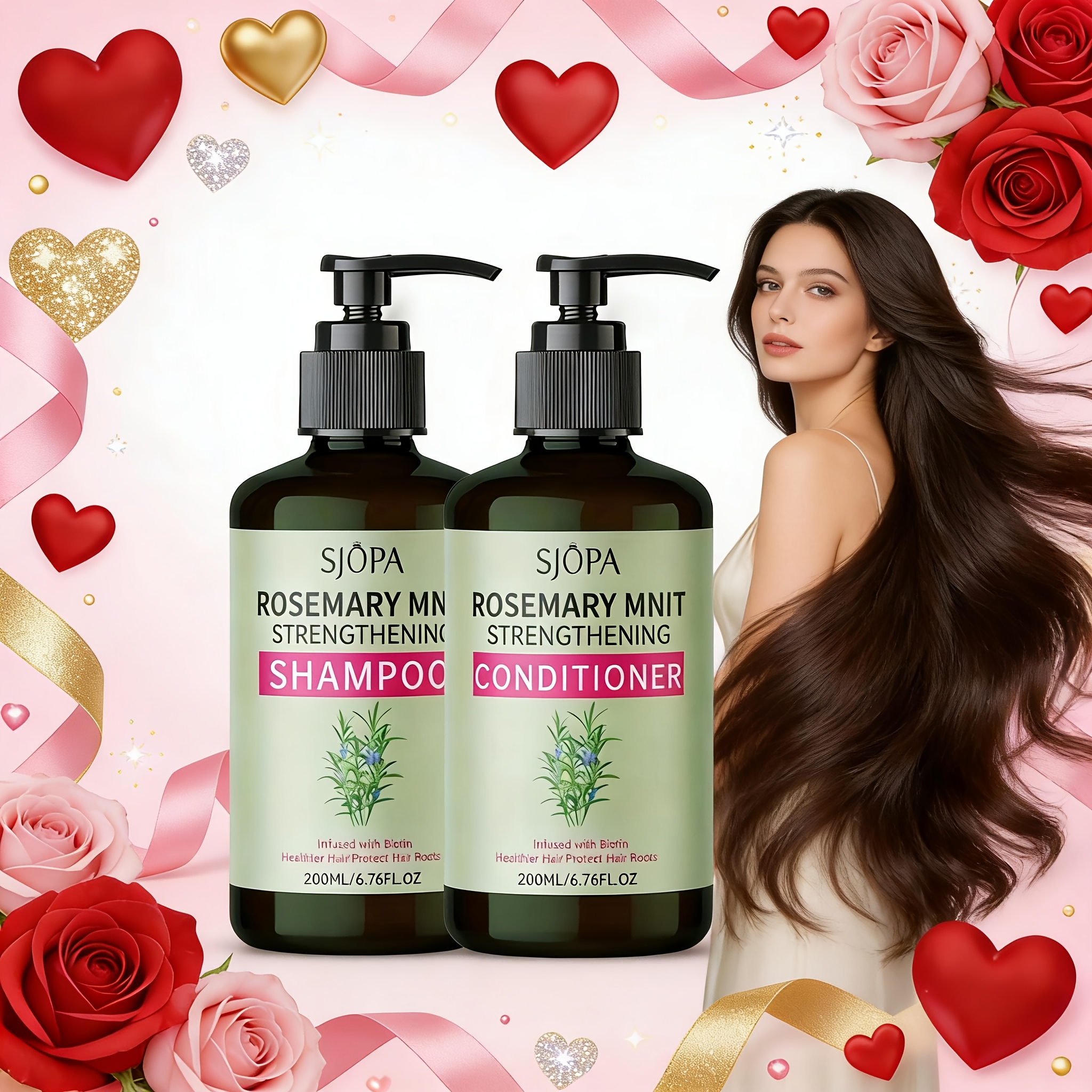TEMU [rosemary Shampoo And Conditioner Set] Rosemary Shampoo And Conditioner Set - Strengthens And Repairs Dry, Damaged Hair, Leaving It Full And .