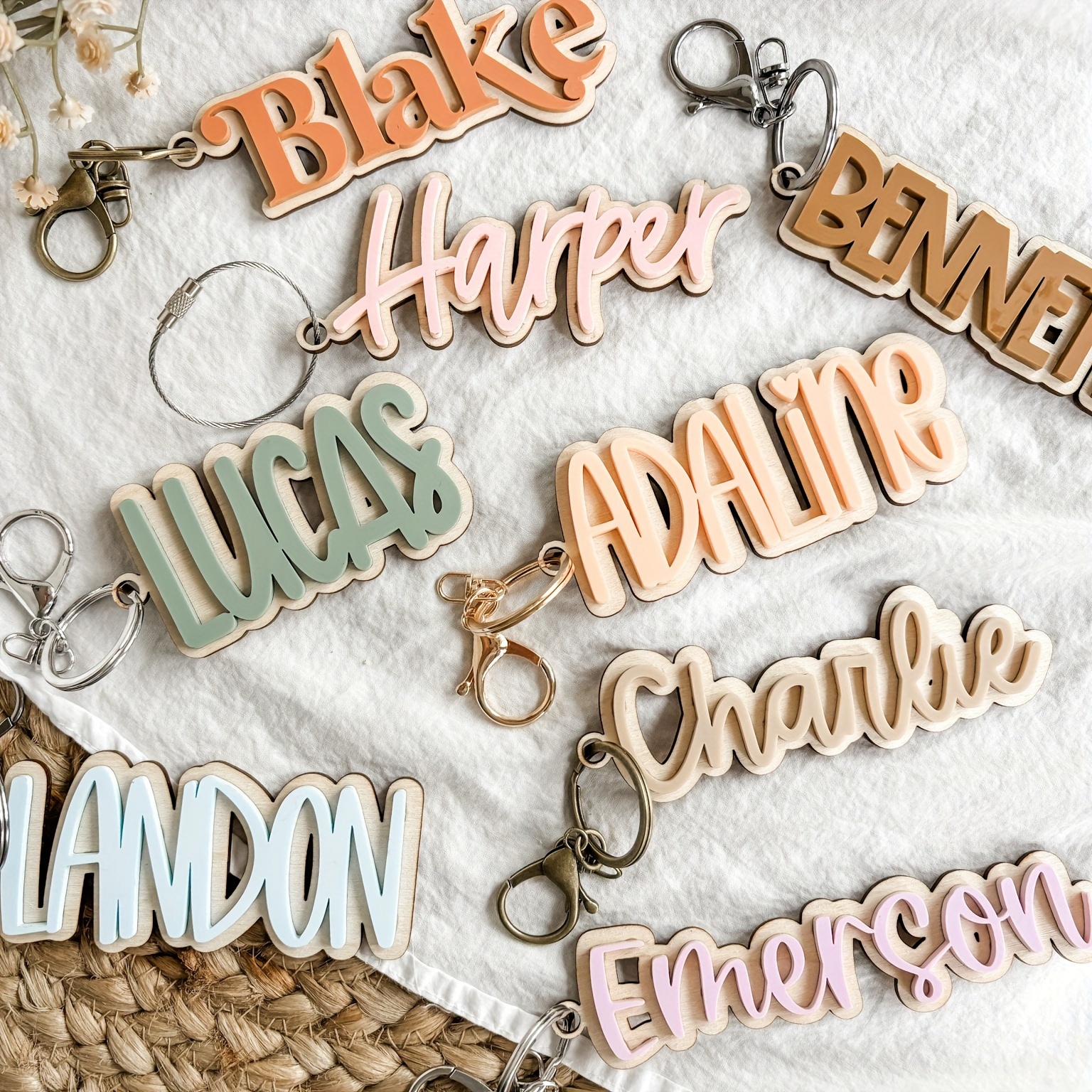 

Custom Acrylic Letter Keychain - Personalized Name Tag For Backpacks & Luggage, Stylish Rectangle Charm With Ring Clasp For Women