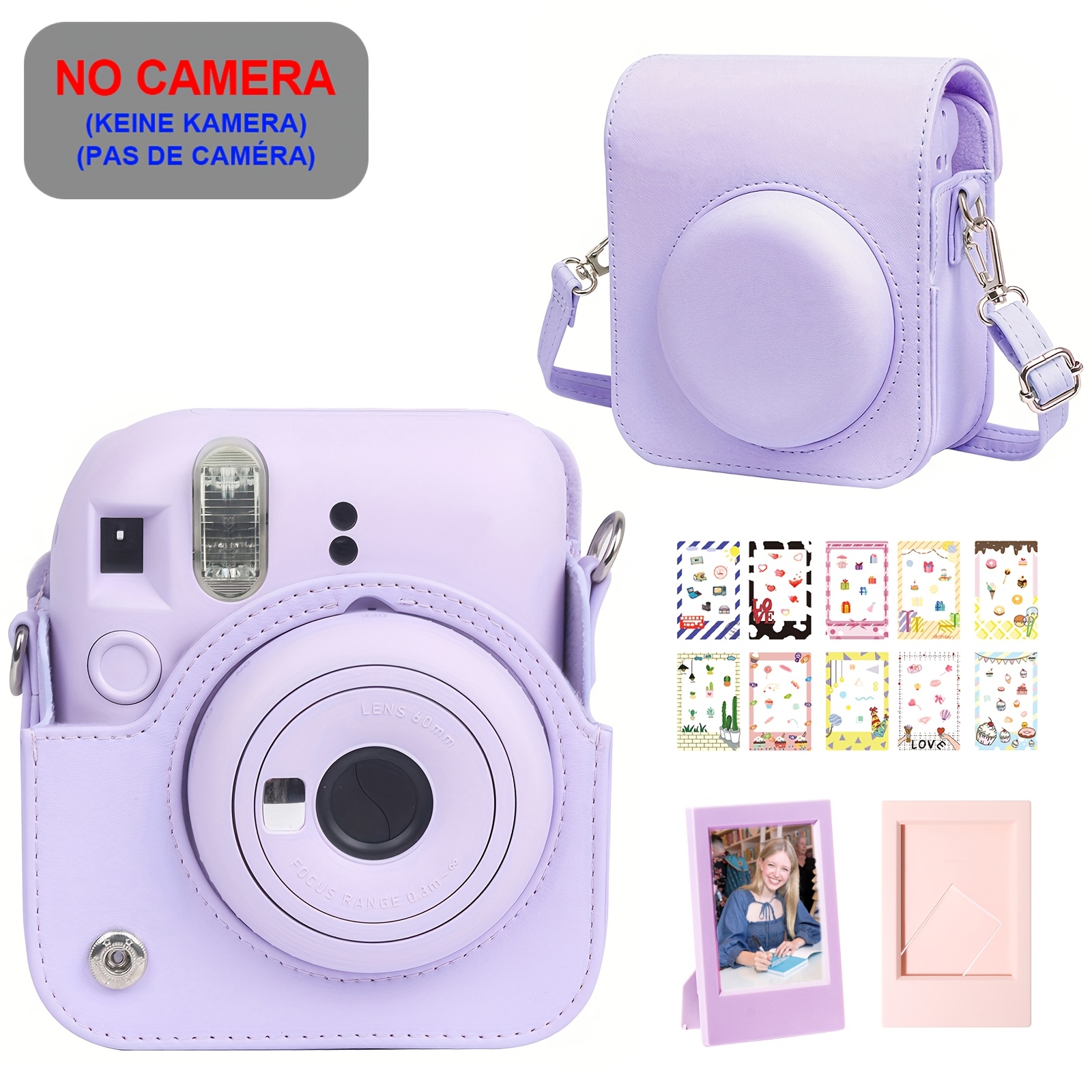 TEMU Instant For Mini 12 Camera Protective Case Compatible With Mini 12, Christmas Gift, Pvc Material Bag, With 2 Classic Mini Photo Frames And