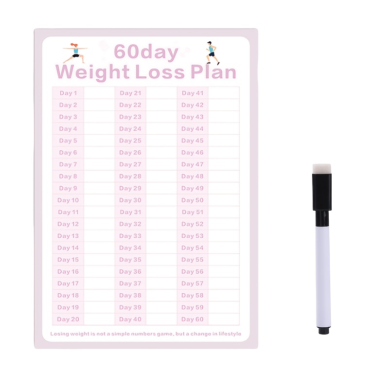 TEMU 60-day Weight Loss Record Form, Chart Stickers For Weight Management, Procrastination Monitoring Plan, Fitness Journal - Weigh In & For Adults -